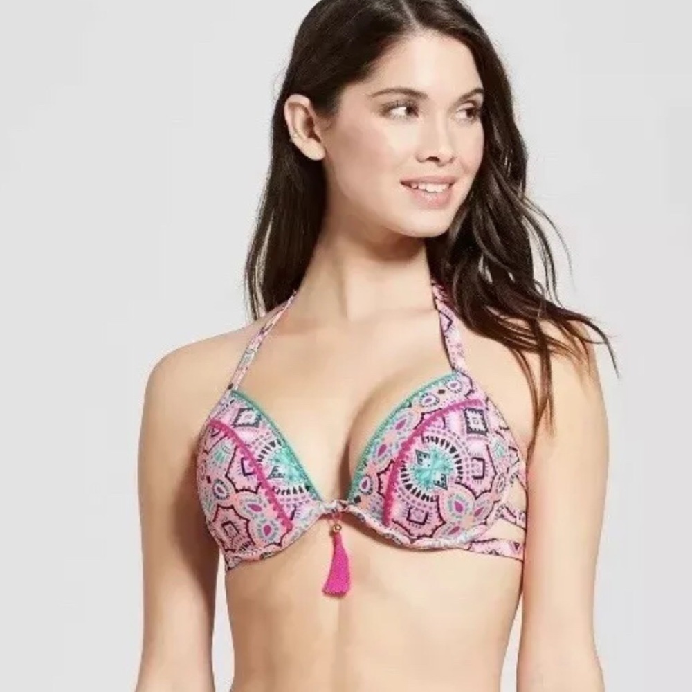 Shade & Shore Coral Print Bikini Bra Top NWT
